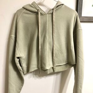 Alo yoga washed edge crop hoodie